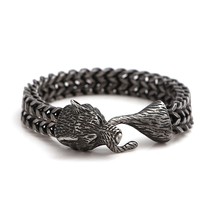 Rock Viking Celtic Wolf Stainless Steel Bracelets Men&#39;s Never Fade Norse Amulet  - £26.76 GBP