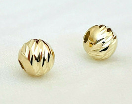 ( 2 pcs )14K Gold Round Ball Faceted, Bar Cut Bead ( price for 2 beads ) - £7.88 GBP