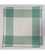 Vintage Handkerchief White w/ Green Stripes Approx 10x11 Inch - $13.10