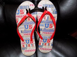 USA Freedom Liberty Blessed Flip Flops Size L Women&#39;s NEW - £11.48 GBP