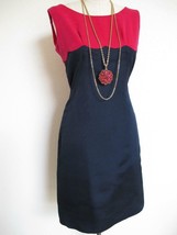 Vintage 60s Cocktail Wiggle Dress XS S Back Bow Cherry Pink Velvet Navy Pinup - £70.78 GBP