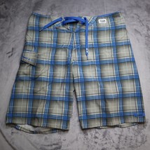 Oakley Shorts Mens 32 Blue Gray Plaid Hybrid Board Casual Outdoors Fish - $19.68