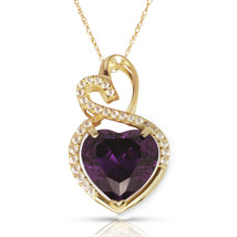 4.20 Carat Halo Amethyst Double Heart Gemstone Pendant &amp; Necklace14K Yellow Gold - $131.67