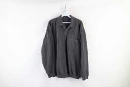 Vtg 90s Streetwear Mens Medium Faded Terry Cloth Collared Pullover Sweatshirt - £46.47 GBP