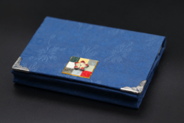 Korean Hanbok Fabric Business Card Case Blue Dragonfly Flower Tortoise - £23.97 GBP