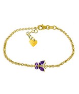 Galaxy Gold GG 14k Yellow Gold Amethyst Butterfly Bracelet - £396.31 GBP