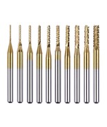 10pcs 0.8-3mm Titanium Coated Engraving Milling Cutter Carbide Bits, 1/8... - £20.69 GBP