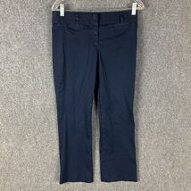 J Crew Pants Women&#39;s Size 2 City Fit Cotton Trousers Navy Blue Hook &amp; Eye - $255.71 MXN
