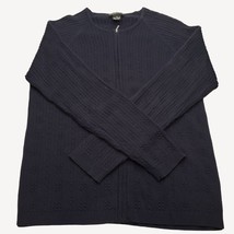 Style &amp; Co Womens Navy Blue Cardigan Sweater Zipper Zip Small Cable Knit Size M - £23.91 GBP