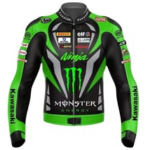 Premium Kawasaki Ninja Black &amp; Green Cowhide Leather Motorcycle Jacket C... - £122.22 GBP+