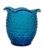 Vintage Aqua Hobnail Double Spout Pitcher Turquoise Blue Glass Vase Art ... - £37.28 GBP