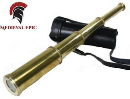 15 Solid Brass Hand Held Telescope - Pirate Spyglass with Leather Case - £19.65 GBP