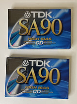 Set Of 2 TDK SA-90 High Bias 90 Minute Cassette Tapes for CD recording - £10.12 GBP