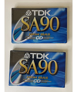 Set Of 2 TDK SA-90 High Bias 90 Minute Cassette Tapes for CD recording - £10.14 GBP