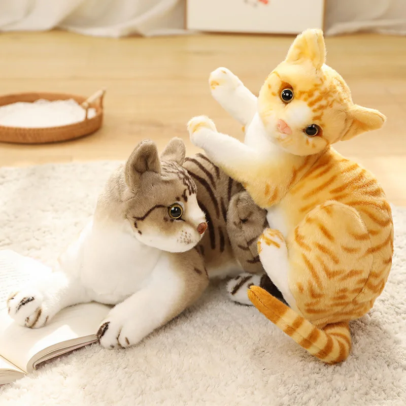 Kawaii Realistic Furry Stuffed Lifelike Cats Plush Toy Simulation Kitten Model - £6.65 GBP+
