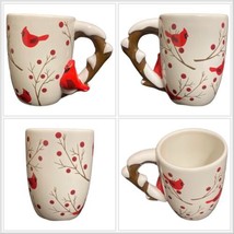 Teleflora Gift Mug Red Cardinal 3D Bird White Brown Handle Winter Coffee Tea Cup - £14.24 GBP