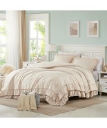 Cupocupa Beige Queen Comforter Set, 3Pcs Comforters Queen Size Ruffle Fa... - $1,128.31 MXN