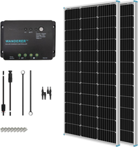 2 Pcs 100W Solar Panel and 30A PWM Charge Controller for RV, Boats, Trailer, Cam - £276.33 GBP