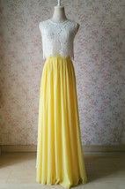 YELLOW Chiffon Maxi Skirt Outfit Plus Size Summer Wedding Chiffon Skirt image 7