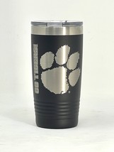 Clemson PAW Black 20oz Double Wall Insulated Stainless Steel Tumbler Gre... - £19.66 GBP