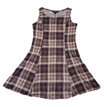NEW Perceptions New York Dress Large Purple Plaid Fit and Flare Sleeveless - £19.39 GBP