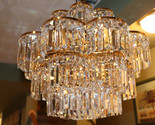 Stunning High End Crystal Chandelier Tiered Drum Style Faceted Square Pr... - $364.99
