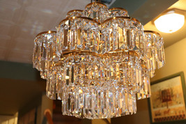 Stunning High End Crystal Chandelier Tiered Drum Style Faceted Square Prisms - £291.70 GBP