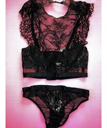 Victoria&#39;s Secret DESIGNER COLLECTION 32B CORSET TOP BRA SET BLACK cryst... - $406.19 CAD