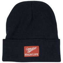 Miller High Life Woven Label Navy Colorway Cuffed Knit Beanie Blue - £19.64 GBP