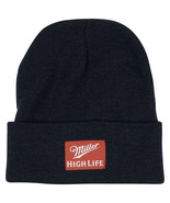 Miller High Life Woven Label Navy Colorway Cuffed Knit Beanie Blue - £19.90 GBP