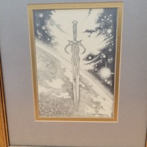 Fantasy/ Space/ Sword/ Cosmic Art By Dell Harris 1985 Signed &amp; Framed - £19.71 GBP