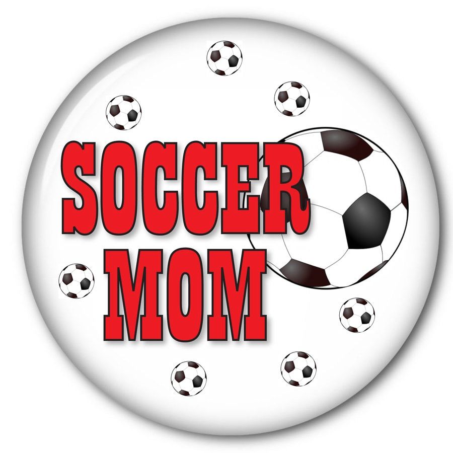 SOCCER MOM 3&quot; Pin Back Button for diy Halloween Costume Prop - $7.99