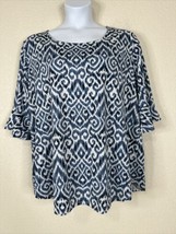 Ellen Weaver Womens Plus Size 3X Blue Mosaic Knit Top 3/4 Sleeve - £11.87 GBP