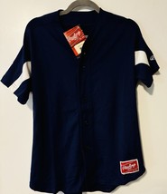 Rawlings Baseball Jersey Shirt Youth Size XL Navy And White Button Front... - $12.34