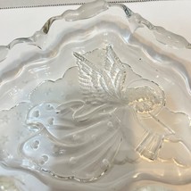 Vintage Clear Crystal Christmas Angel Embossed Scalloped Candy Nut Dish 7.5 x 6&quot; - £18.70 GBP