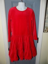 HANNA ANDERSSON Red Long Sleeve Ruffle Skirt Velvet Dress Size 120 Girl&#39;... - £16.92 GBP