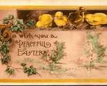 To Wish You A Peaceful Easter Chicks Ivy Meadow Landscape 1915 DB Postca... - $6.88