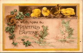 To Wish You A Peaceful Easter Chicks Ivy Meadow Landscape 1915 DB Postcard E3 - £5.39 GBP
