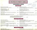 Chatham Street Grill Luncheon Menu Windsor Ontario Canada 1996 - $21.75