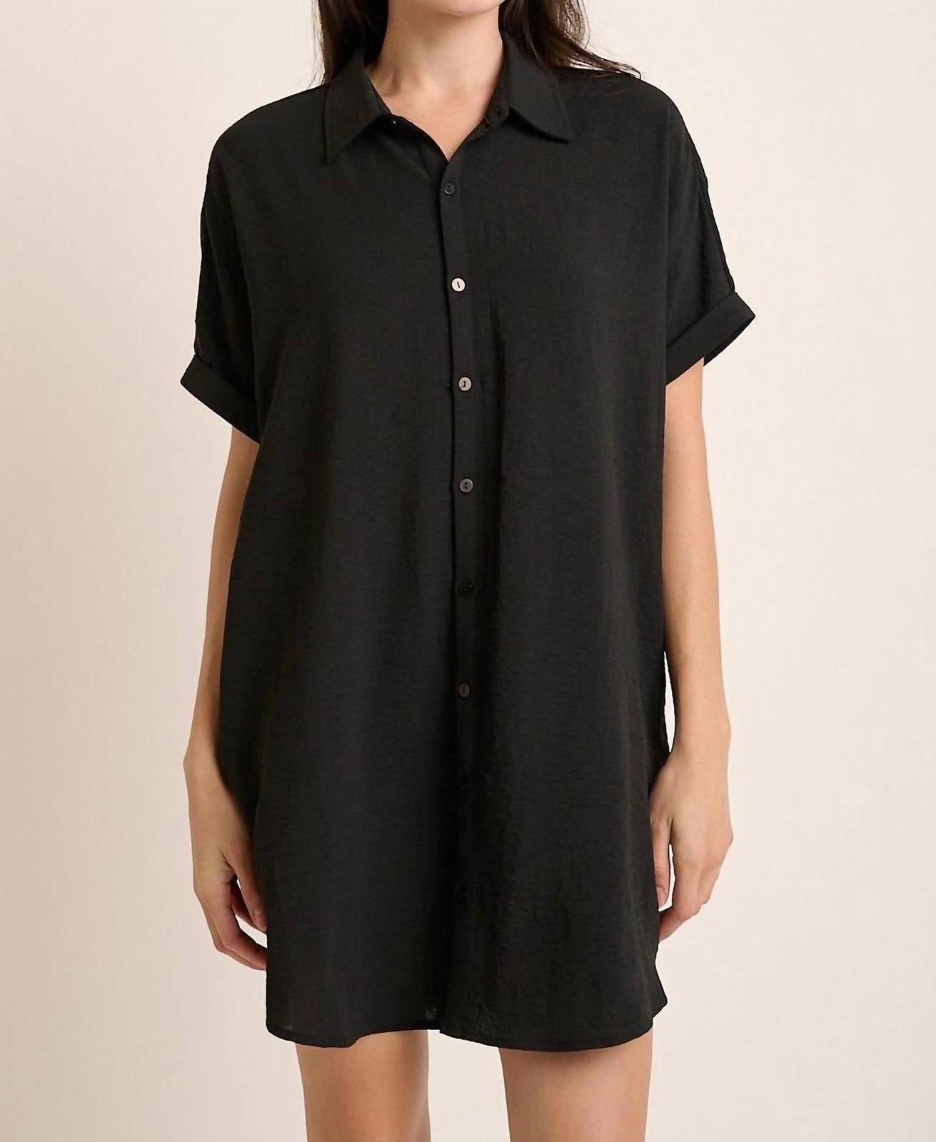 Mittoshop Airflow Lightweight Button Down Shirt Dress Black - $44.00
