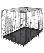 36&quot; Dog Crate Kennel Folding Pet Cage 2 Door With Tray Indoor Pet Safe H... - £66.04 GBP