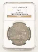 1870(70) SNM Spain 5 Pesetas Silver Coin VF-35 NGC Provisional Government KM-655 - £407.93 GBP