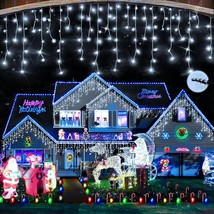 Christmas Lights Outdoor 400LED 33FT LED Icicle Lights 8 Modes 75 Drops Fairy St - £53.96 GBP