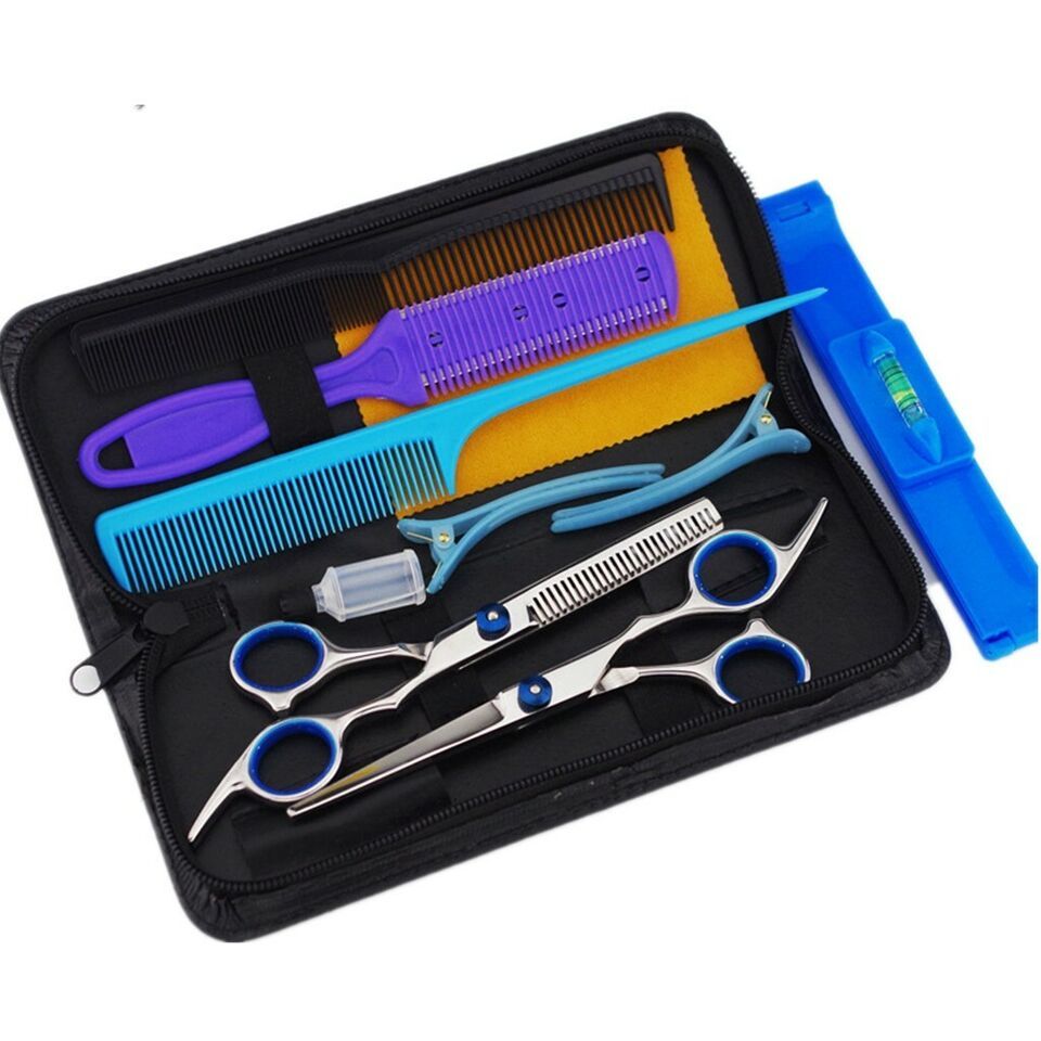 Barber Scissors, Thinning Shears, Clippers, Hair Cutting Scissors Kit (10 Pcs)