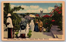 Vintage Government House view Columbus statue Nassau Bahamas Postcard ppl canon - £3.88 GBP