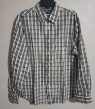 Croft &amp; Barrow Easy Care Blue Green Checkered Plaid Classic Button-Down Shirt Lg - £19.02 GBP