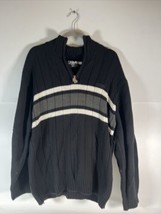 Vintage Southpole Sweater Mens Large Gray Black Stripes Pullover  Acrylic Y2K - £23.34 GBP