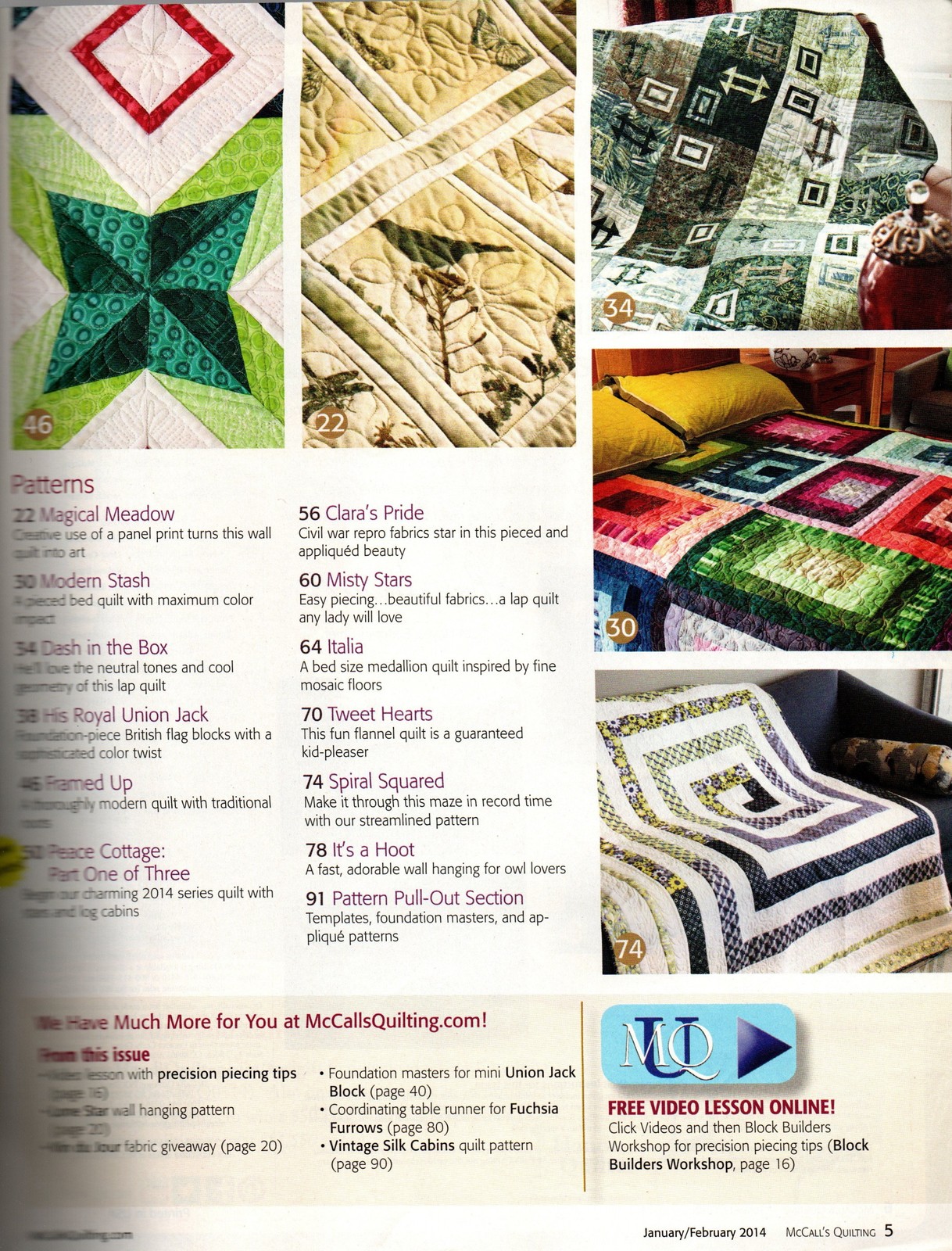 Image 2 of McCall;s Quilting Magazine Top Designers Classic and Fresh Peace Cottage British