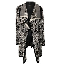 Melissa Paige Waterfall Cardigan Sweater  Size XL Black White  Open Front Hi-Low - £27.72 GBP