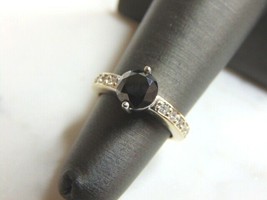 Womens Vintage Estate 18K White Gold Black Moissanite Diamond Ring, 4.6g E722 - £476.02 GBP